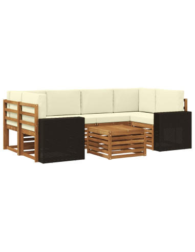 Set di divani da esterno con cuscino 7 pcs Naturale e Crema