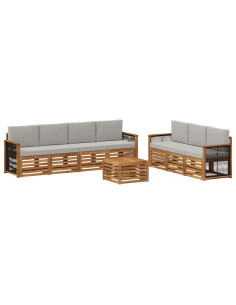 Set divani con cuscino 8 pcs Legno di Acacia Massello