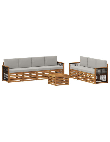 Set divani con cuscino 8 pcs Legno di Acacia Massello