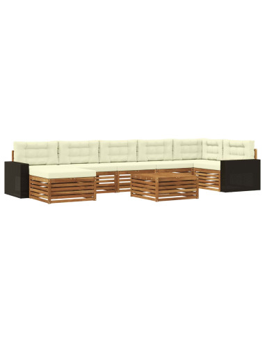 Set di divani da esterno con cuscino 8 pcs Naturale e Crema