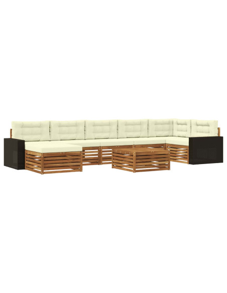 Set di divani da esterno con cuscino 8 pcs Naturale e Crema