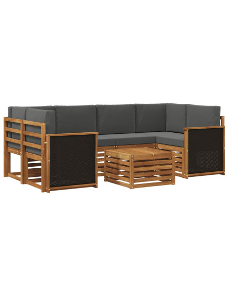 Set di divani da esterno con cuscino 7 pcs Naturale e Antracite