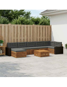 Set di divani da esterno con cuscino 8 pcs Naturale e Antracite