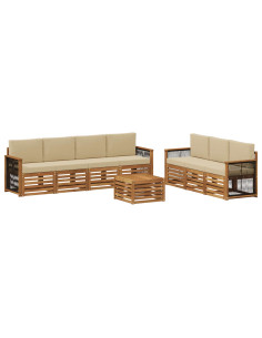 Set divani con cuscino 8 pcs Legno di Acacia Massello