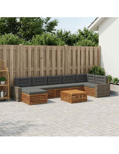 Set di divani da esterno con cuscino 8 pcs Naturale e Antracite