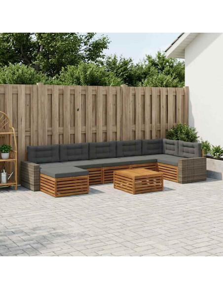 Set di divani da esterno con cuscino 8 pcs Naturale e Antracite