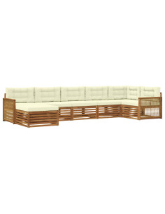 Set di divani da esterno con cuscino 7 pcs Naturale e Crema 2