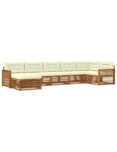 Set di divani da esterno con cuscino 7 pcs Naturale e Crema