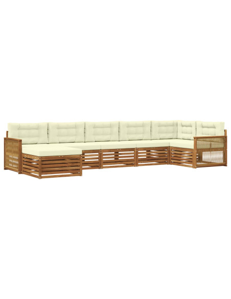 Set di divani da esterno con cuscino 7 pcs Naturale e Crema