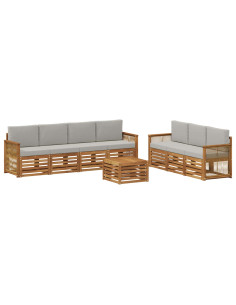 Set divani con cuscino 8 pcs Legno di Acacia Massello