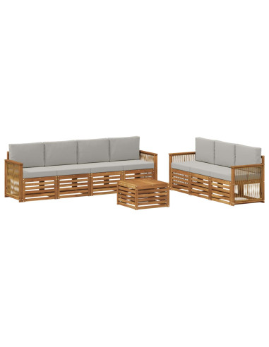 Set divani con cuscino 8 pcs Legno di Acacia Massello