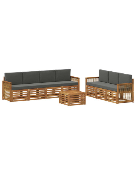 Set divani con cuscino 8 pcs Legno di Acacia Massello