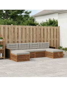 Set divani con cuscino 6 pcs Legno di Acacia Massello