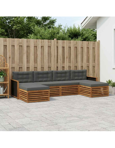 Set divani con cuscino 6 pcs Legno di Acacia Massello