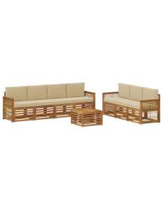 Set divani con cuscino 8 pcs Legno di Acacia Massello