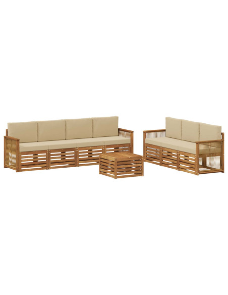 Set divani con cuscino 8 pcs Legno di Acacia Massello