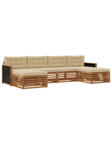 Set divani con cuscino 6 pcs Legno di Acacia Massello