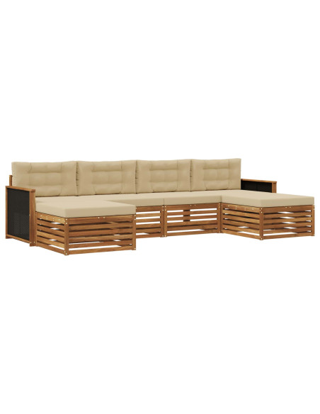 Set divani con cuscino 6 pcs Legno di Acacia Massello