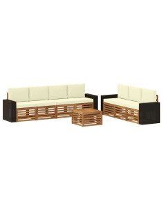 Set divani con cuscino 8 pcs Legno di Acacia Massello