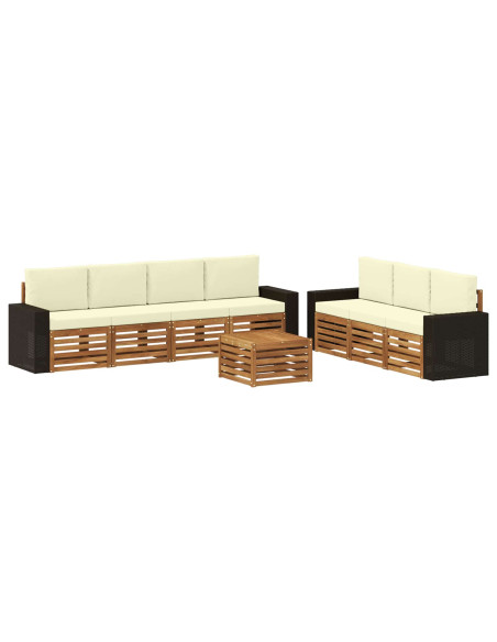 Set divani con cuscino 8 pcs Legno di Acacia Massello