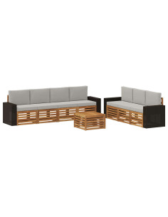Set divani con cuscino 8 pcs Legno di Acacia Massello