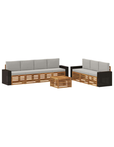 Set divani con cuscino 8 pcs Legno di Acacia Massello
