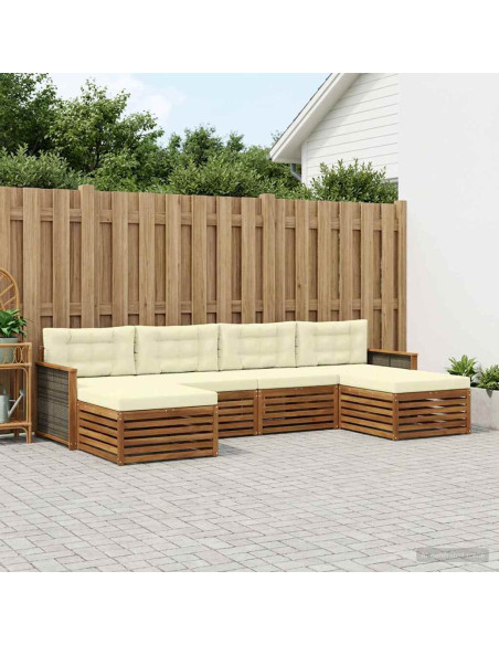 Set divani con cuscino 6 pcs Legno di Acacia Massello