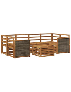 Set di divani da esterno 7 pcs Naturale 2