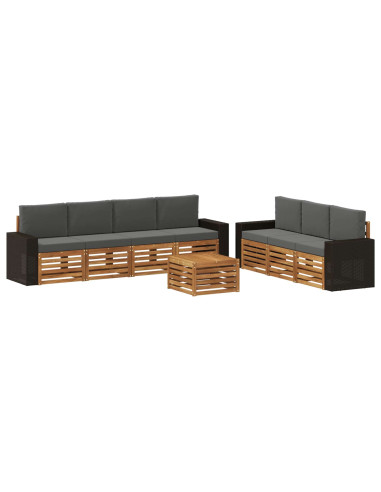Set divani con cuscino 8 pcs Legno di Acacia Massello