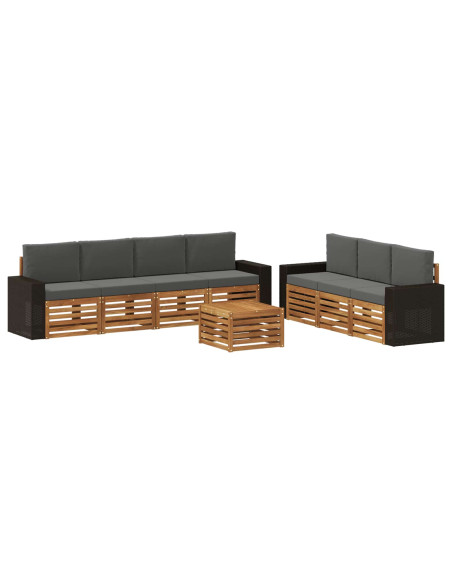 Set divani con cuscino 8 pcs Legno di Acacia Massello