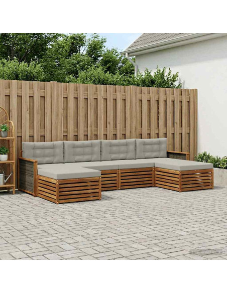 Set divani con cuscino 6 pcs Legno di Acacia Massello