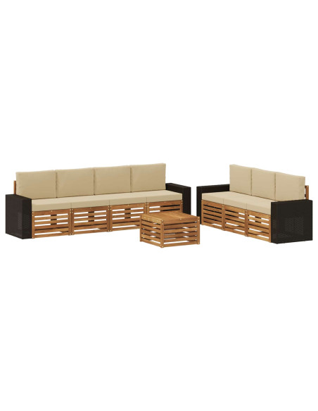 Set divani con cuscino 8 pcs Legno di Acacia Massello