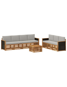 Set divani con cuscino 8 pcs Legno di Acacia Massello
