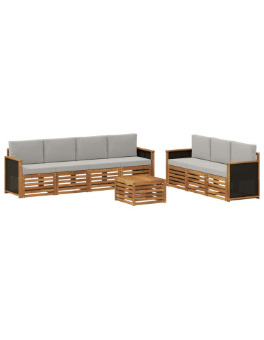 Set divani con cuscino 8 pcs Legno di Acacia Massello