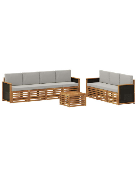 Set divani con cuscino 8 pcs Legno di Acacia Massello