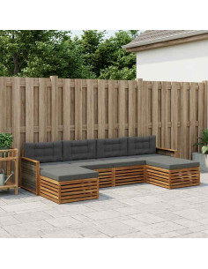 Set divani con cuscino 6 pcs Legno di Acacia Massello