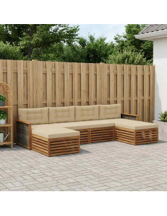 Set divani con cuscino 6 pcs Legno di Acacia Massello