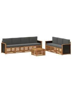 Set divani con cuscino 8 pcs Legno di Acacia Massello