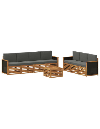 Set divani con cuscino 8 pcs Legno di Acacia Massello
