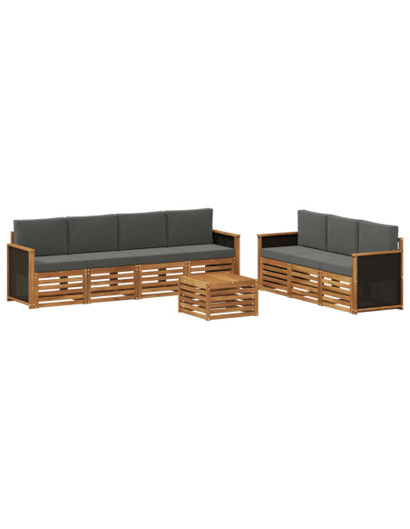 Set divani con cuscino 8 pcs Legno di Acacia Massello