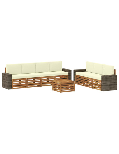Set divani con cuscino 8 pcs Legno di Acacia Massello
