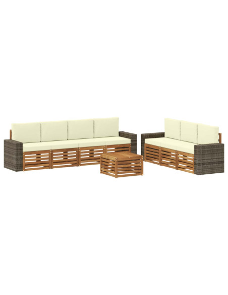Set divani con cuscino 8 pcs Legno di Acacia Massello