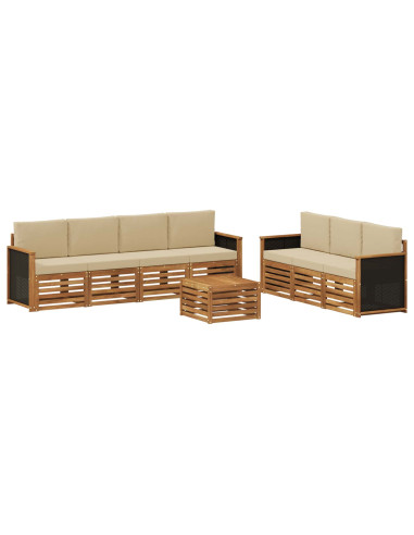 Set divani con cuscino 8 pcs Legno di Acacia Massello