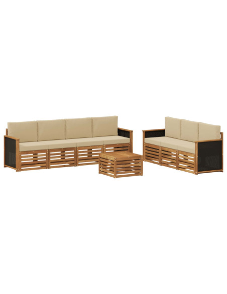 Set divani con cuscino 8 pcs Legno di Acacia Massello