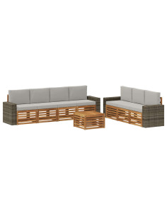 Set divani con cuscino 8 pcs Legno di Acacia Massello