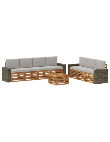 Set divani con cuscino 8 pcs Legno di Acacia Massello