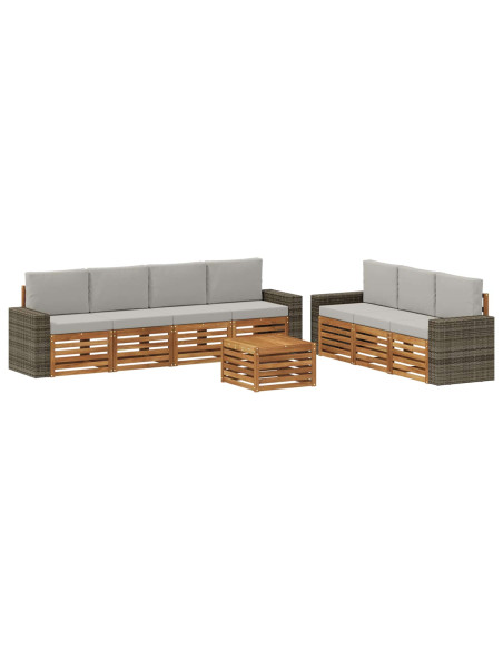 Set divani con cuscino 8 pcs Legno di Acacia Massello