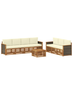 Set divani con cuscino 8 pcs Legno di Acacia Massello