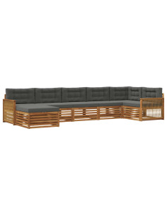 Set di divani da esterno con cuscino 7 pcs Naturale e Antracite 2