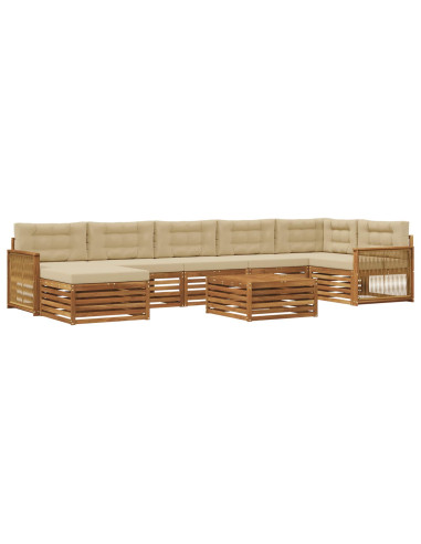 Set di divani da esterno con cuscino 8 pcs Naturale e Beige